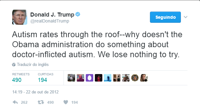Donald Trump tweeta sobre autismo Donald Trump tweeta sobre autismo