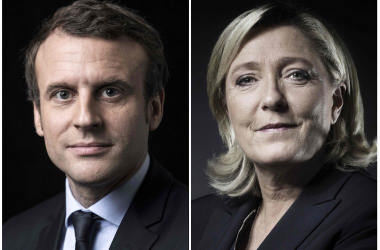 Emmanuel Macron e Marine Le Pen, segundo turno das eleições francesas de 2017