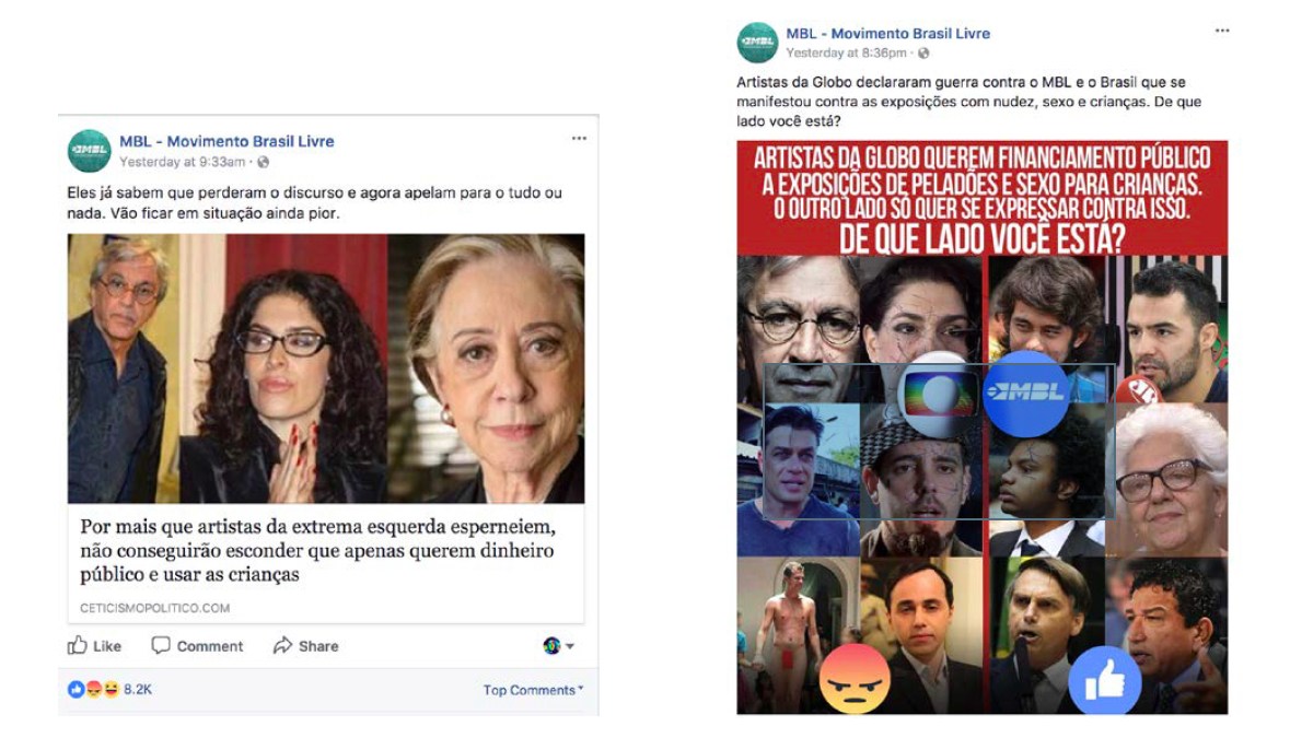 Post do MBL sobre Caetano Veloso - pedofilia