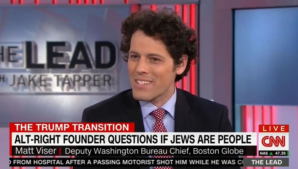 CNN apresenta jornalista do Boston Globe como líder da alt-right, como se ele questionasse se judeus são pessoas