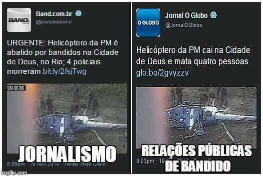Globo: helicóptero "cai"