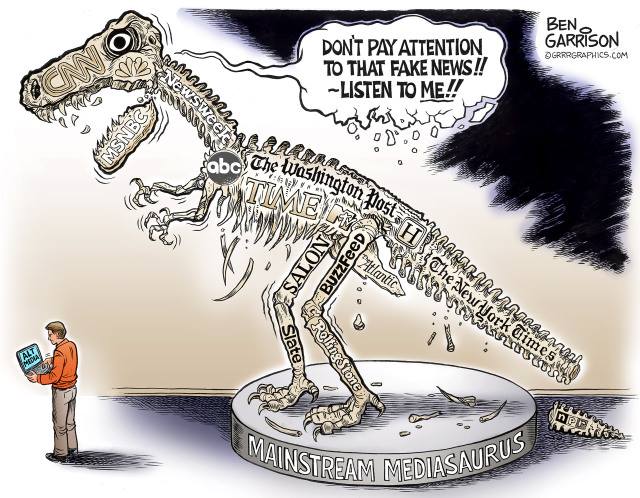 Fake news Mediassaurus - dinossauro da Fake News - mainstream media.
