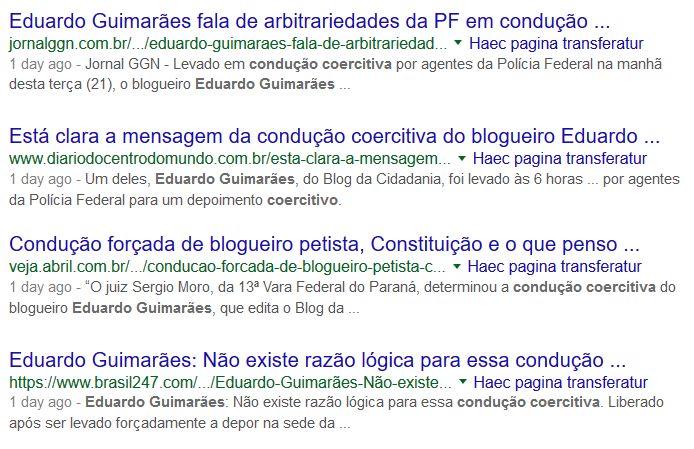 Blogs progressistas reclamam da condução coercitiva de Eduardo Guimarães