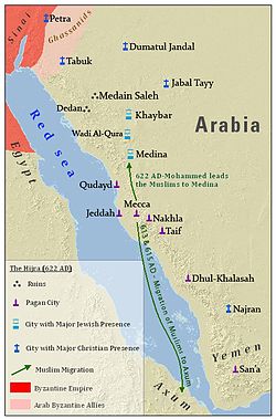 Hégira de Meca para Medina - mapa