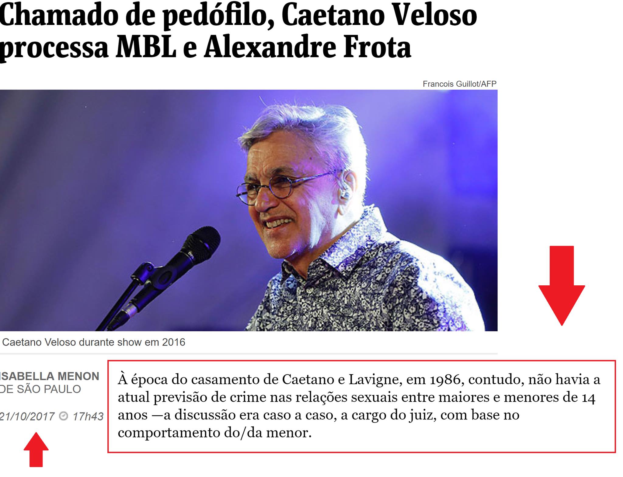Folha de S. Paulo inventa Direito da própria cabeça para inocenter Caetano Veloso