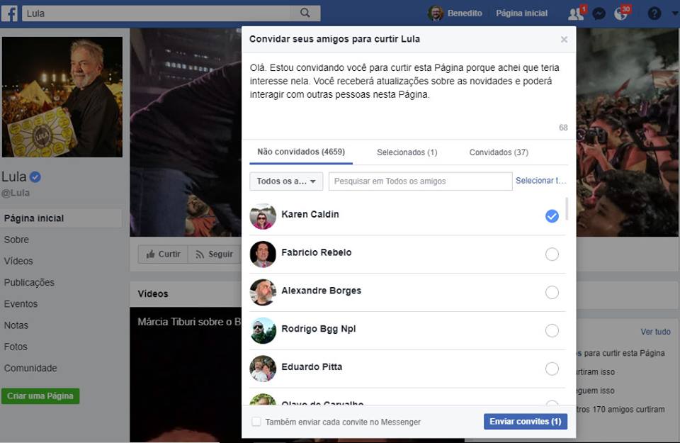 Facebook permite convites para curtir a página de Lula, mas não de Bolsonaro