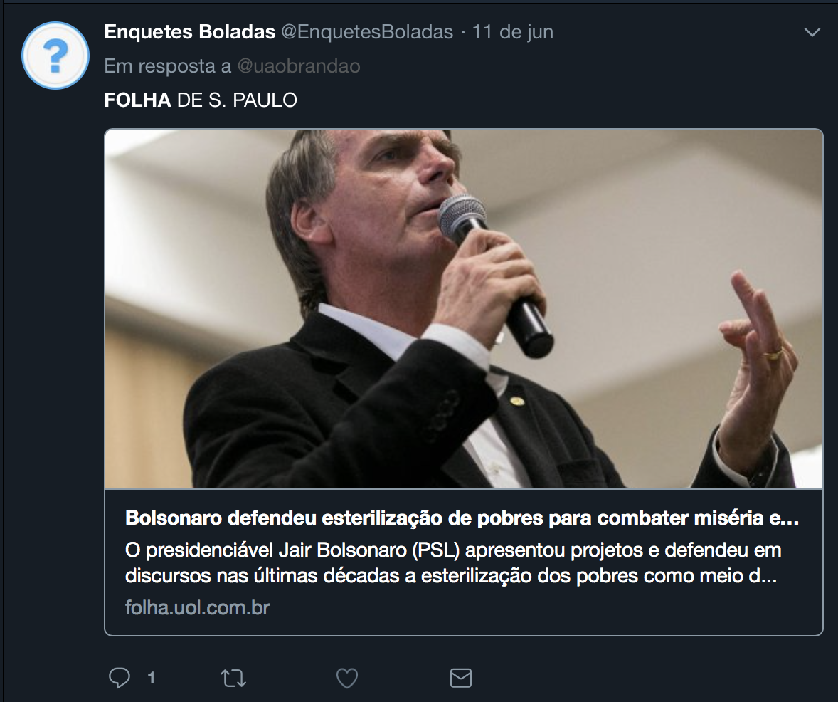 Enquete sobre esterilização forçada envolve nome de Jair Bolsonaro