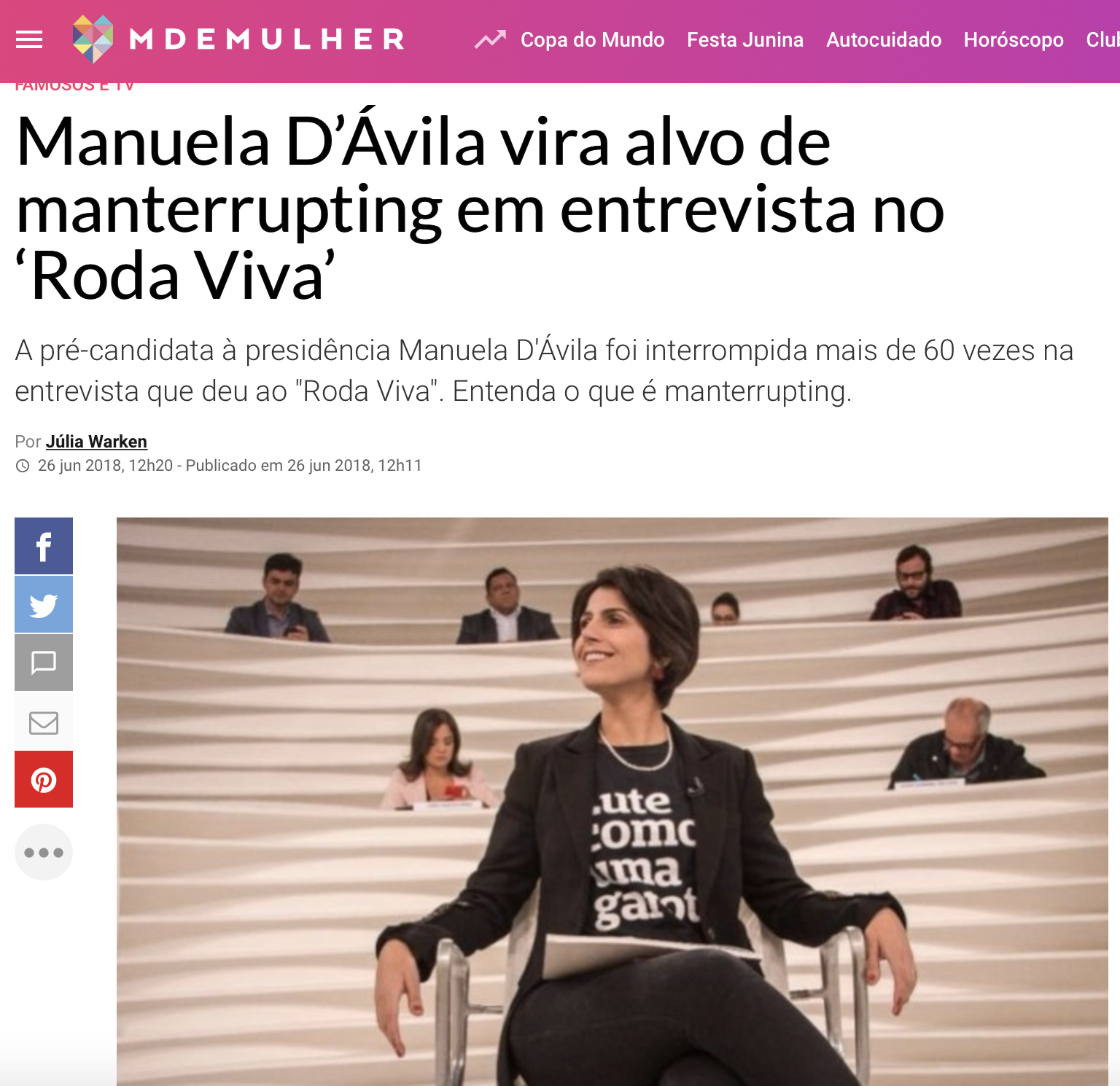 Manuela d'Ávila em revista feminina da Abril