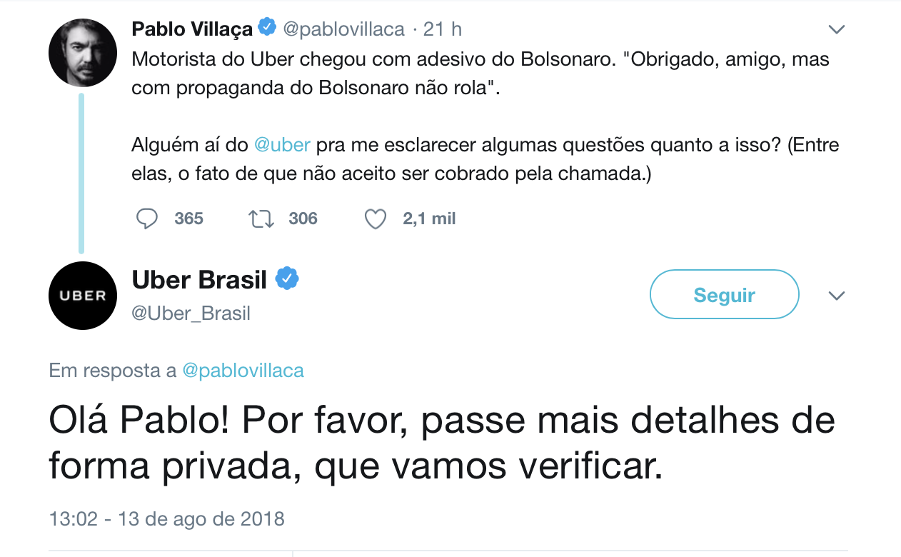 Pablo Villaça motorista Uber adesivo Bolsonaro