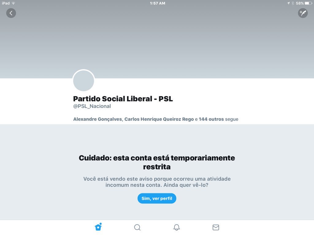 PSL conta suspensa no Twitter