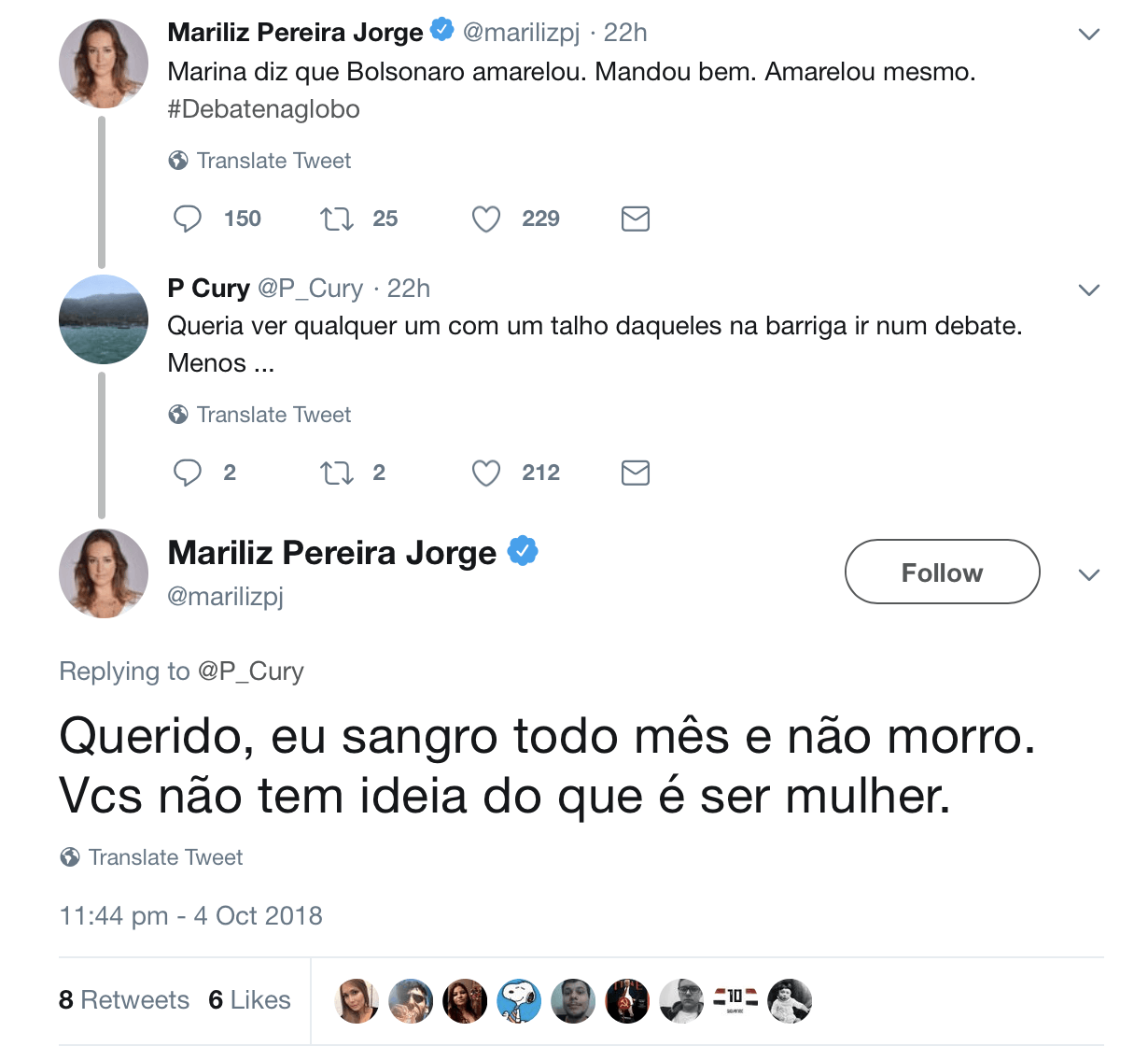 Jornalista Folha Mariliz Pereira Jorge facada Bolsonaro menstruação