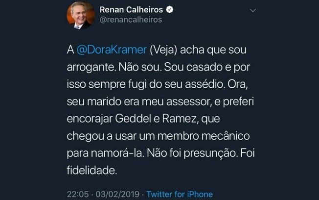 Renan Calheiros Dora Kramer Twitter