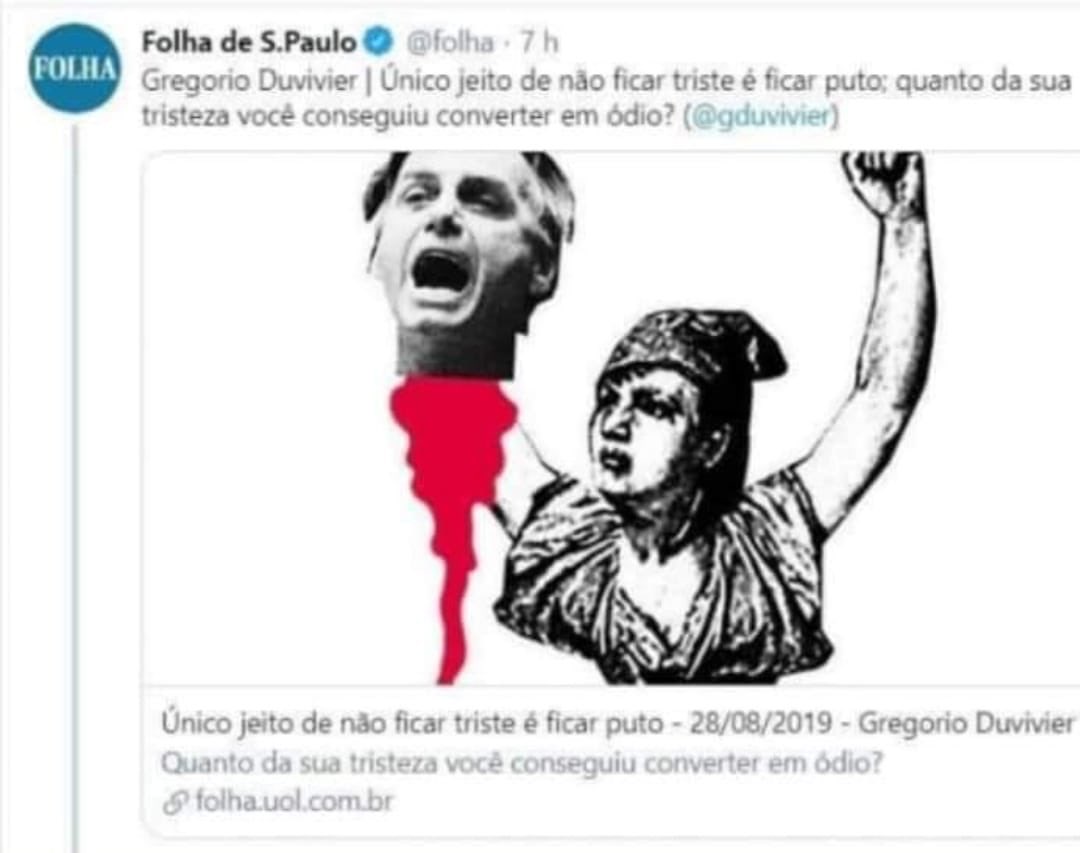 Folha Gregório Duvivier Bolsonaro decapitado