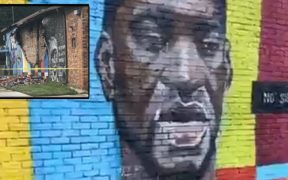 Raio destrói muro com grafite de George Floyd em Ohio