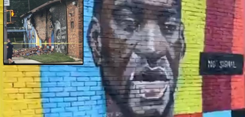 Raio destrói muro com grafite de George Floyd em Ohio