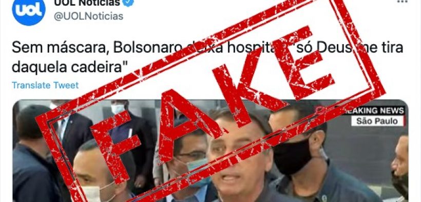 FACT CHECKING: UOL mente ao dizer que Bolsonaro deixou hospital sem máscara